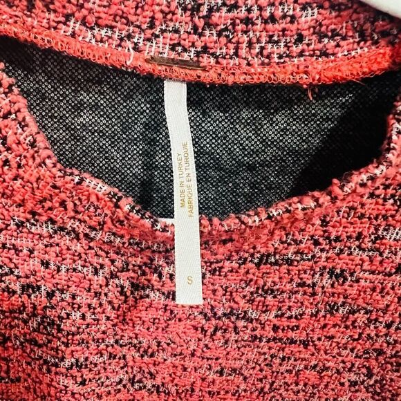 Free People Short Sleeve Tee Tweed Boucle Crop Top casual Size Small - Picture 4 of 7